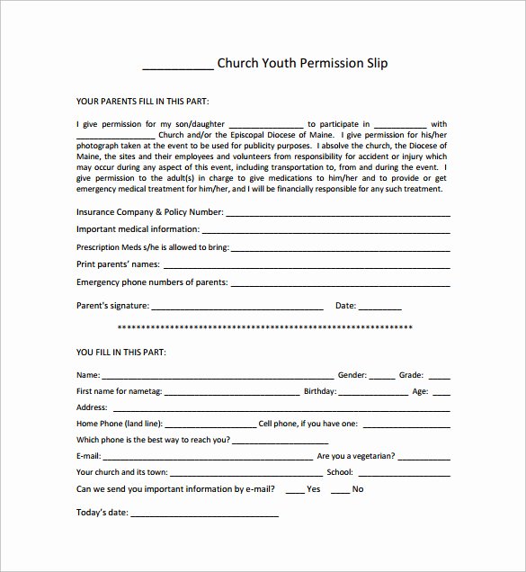Youth Permission Slip Template New 15 Permission Slip Samples
