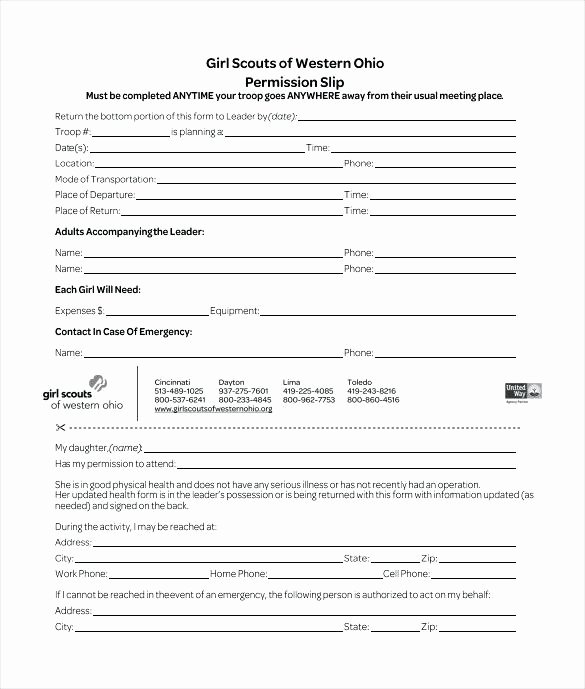 Youth Permission Slip Template Unique Permission Slip Template 7 8 Field Trip form Doc Letter to